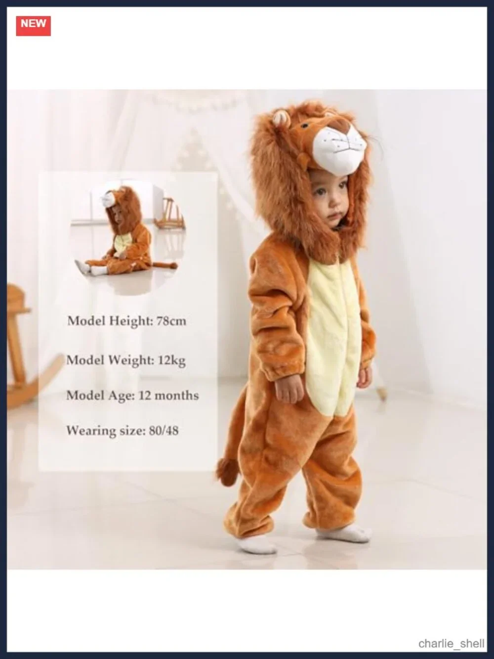 Toddler Lion Costume Fleece Romper Halloween Dress Up Outfit